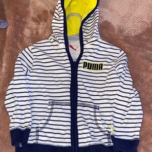 SIZE 24 months , Puma Kids Navy and White Striped Hoodie with Yellow Accents NEW